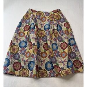 Boho Hippie Skirt Artsy Large Floral Multicolor Knee Length